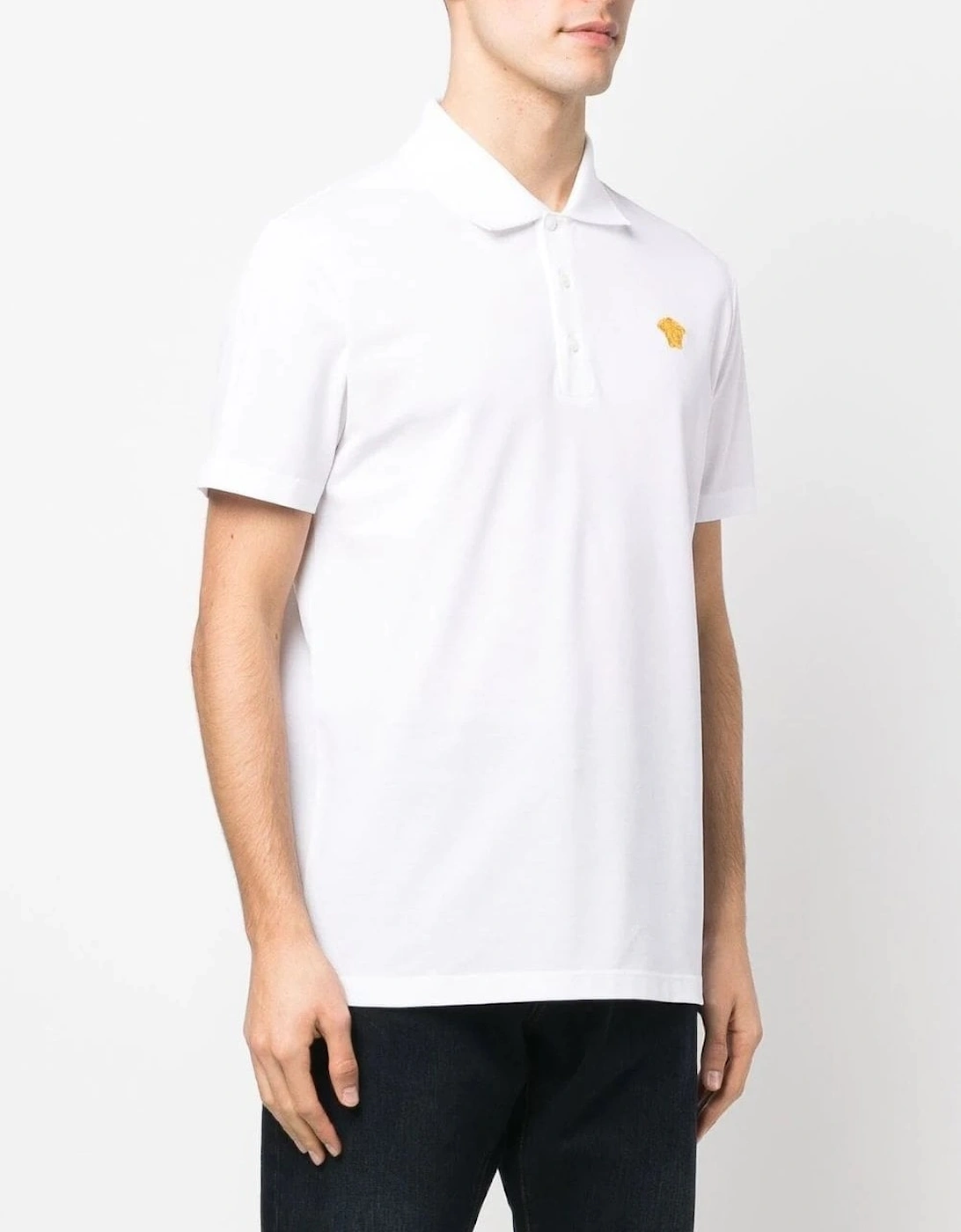 Embroidered Medusa Piquet Polo White