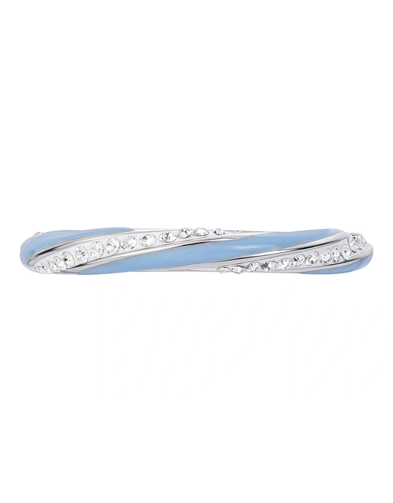 Sterling Silver Crystal Blue Enamel Stacker Ring