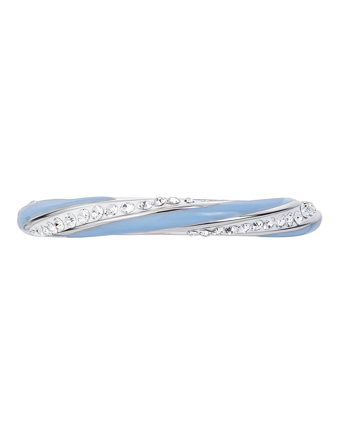 Sterling Silver Crystal Blue Enamel Stacker Ring
