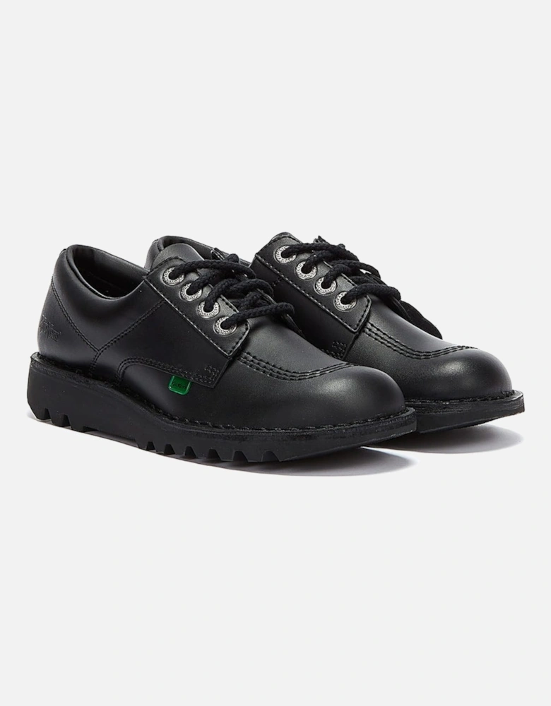 Junior Kick Lo Black Leather School Shoes