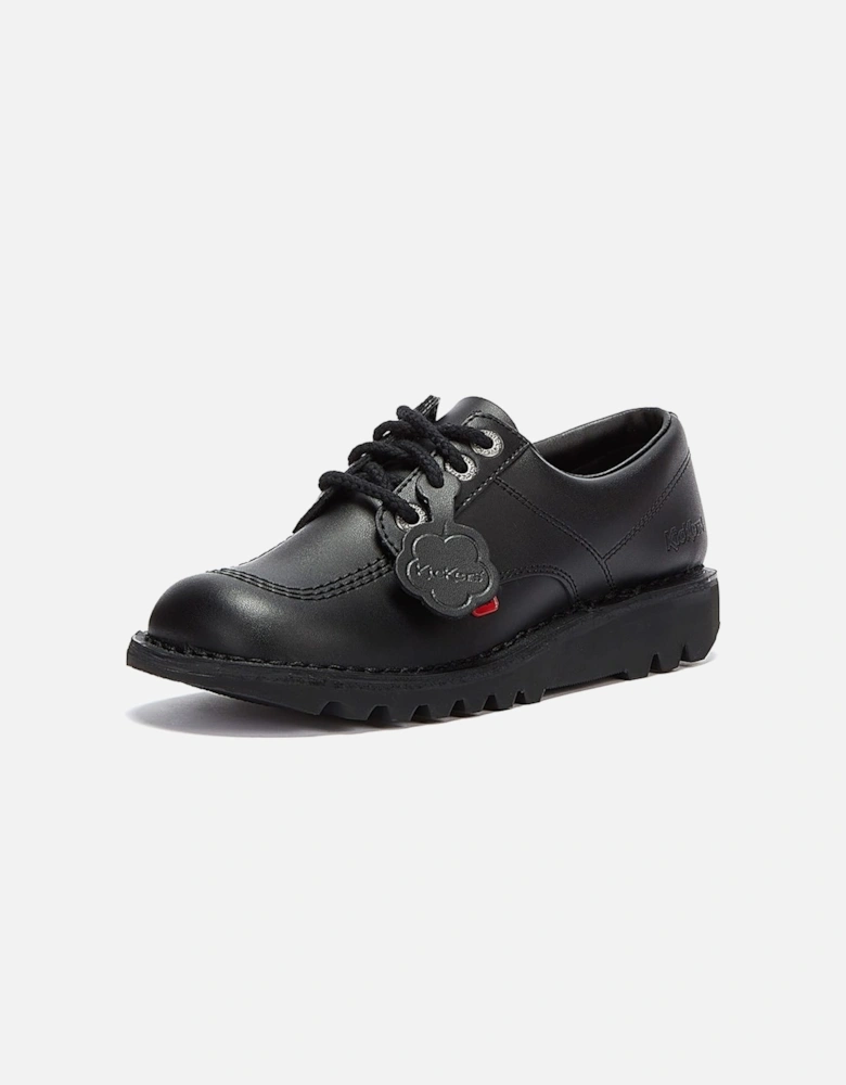 Junior Kick Lo Black Leather School Shoes
