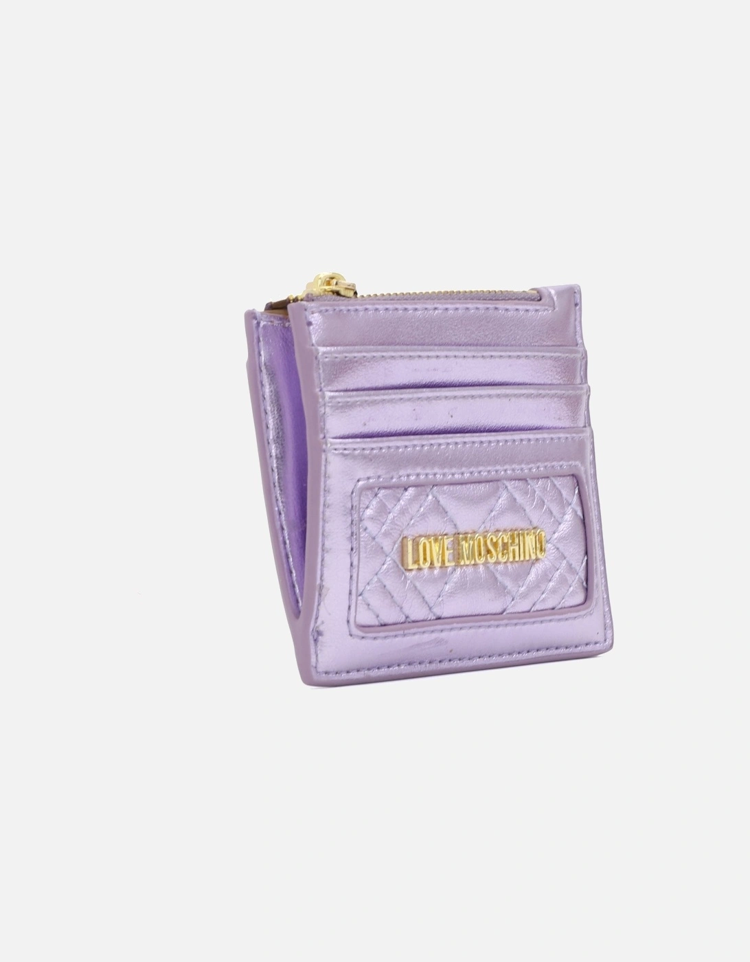 Quilt Zip Metallic Lavender Card Holder