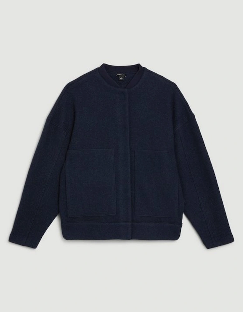 Premium 100% Washed Wool Bomber Knit Jacket