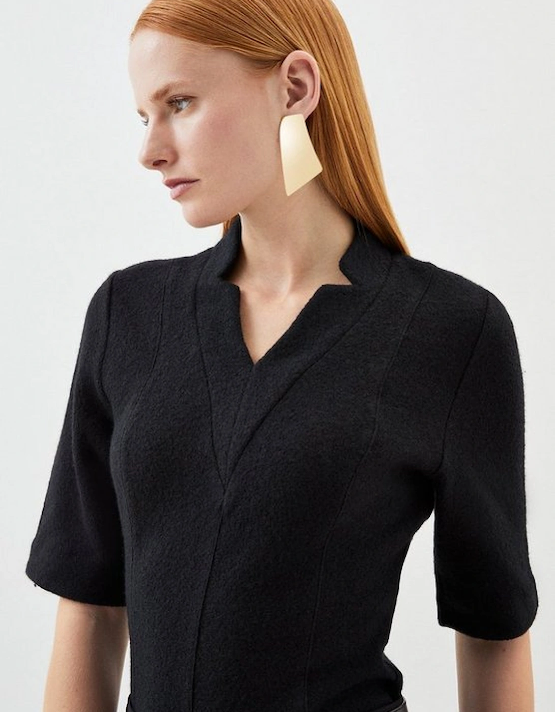 Premium 100% Washed Wool Structured Knit Top