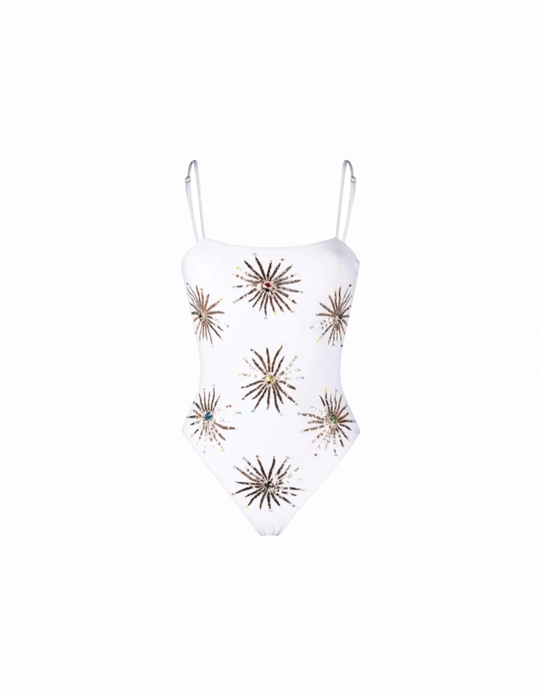 Dolly Two Strap Retro White Swimsuit