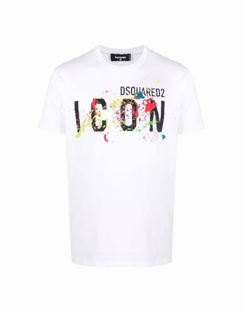 White Cool-Fit Paint-Splattered ICON T-shirt