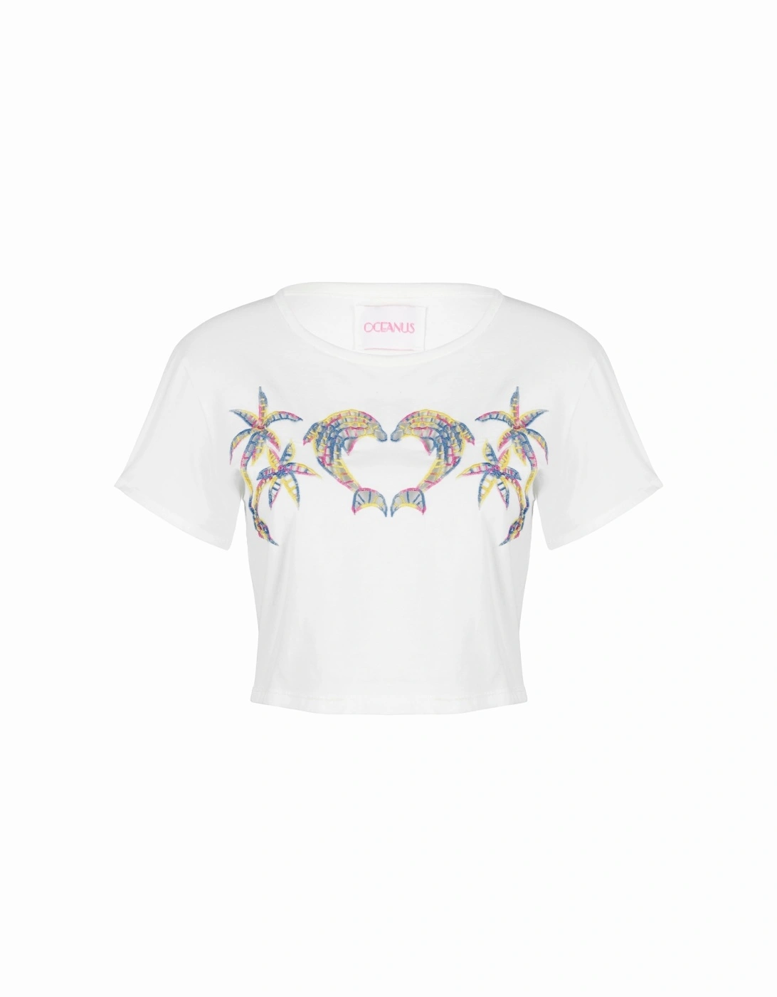 Aurora Multi-Coloured Crop White T-Shirt