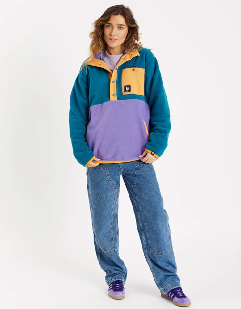 Unisex Oleander Popper Neck Fleece Colour Block