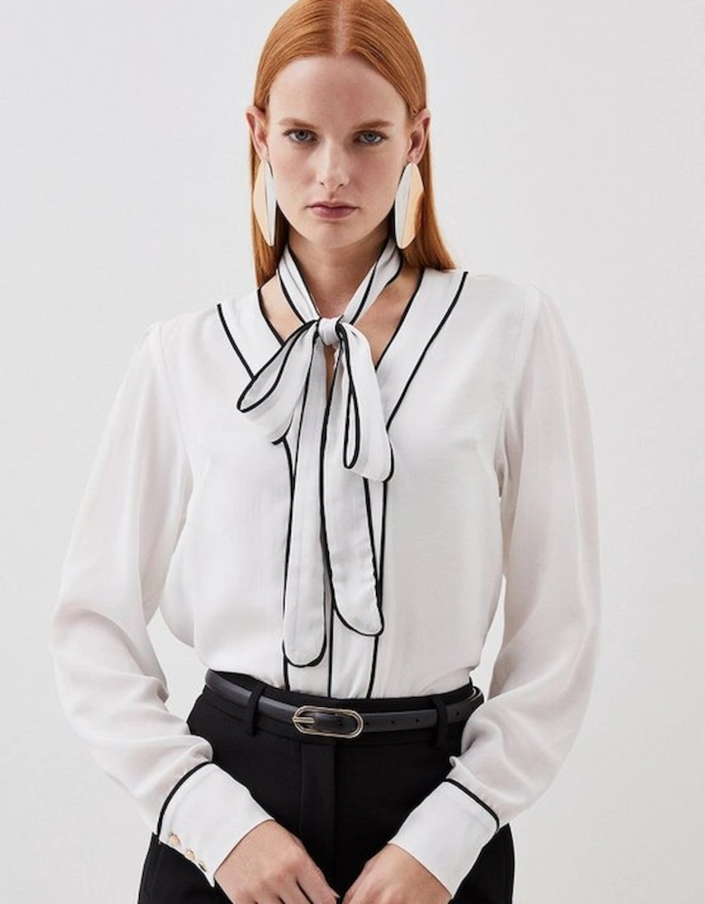 Georgette Woven Top With Piping Detail