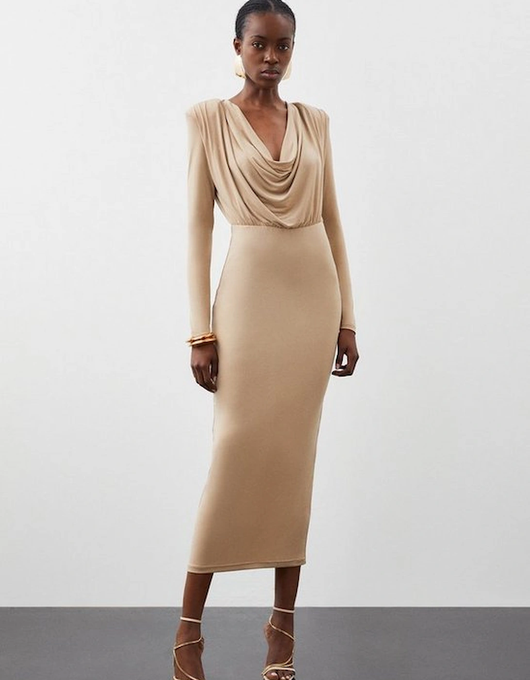 Jersey Crepe Midaxi Cowl Neck Dress, 5 of 4