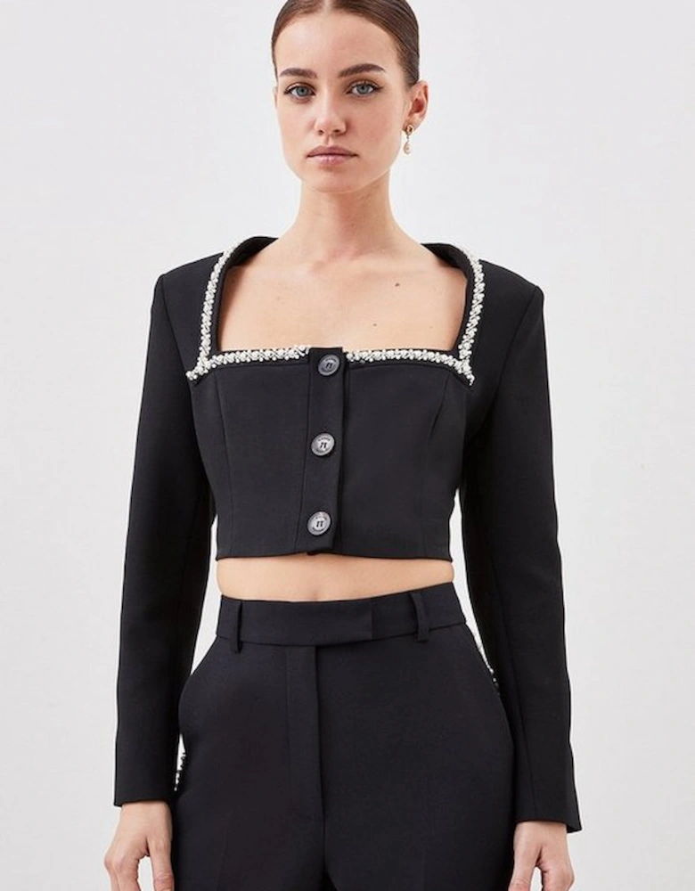 Lydia Millen Petite Compact Stretch Embellished Jacket