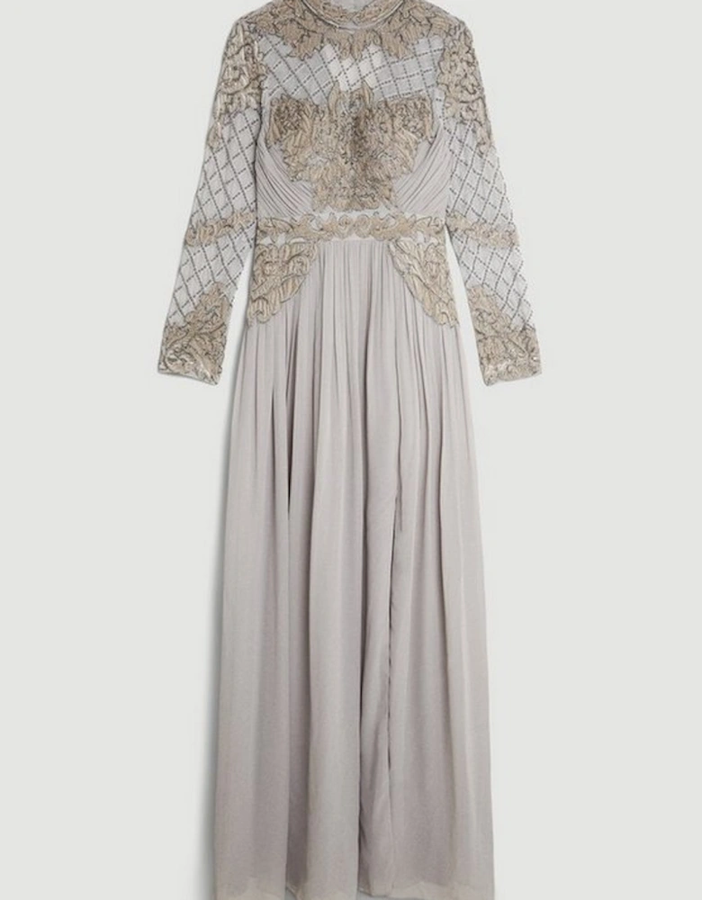 Petite Crystal Embellished Cut Out Woven Maxi Dress