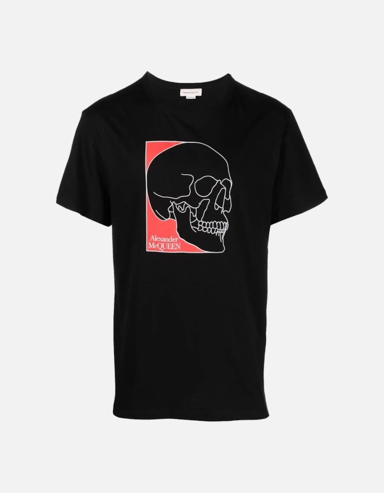 Outline Skull Print T-shirt Black