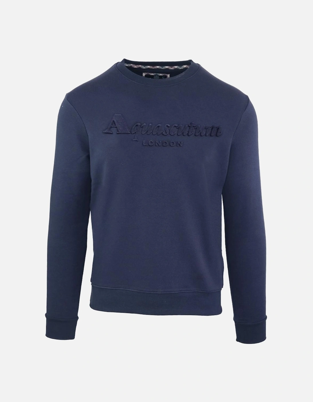 Embossed Brand Logo Navy Sweatshirt, 2 of 1