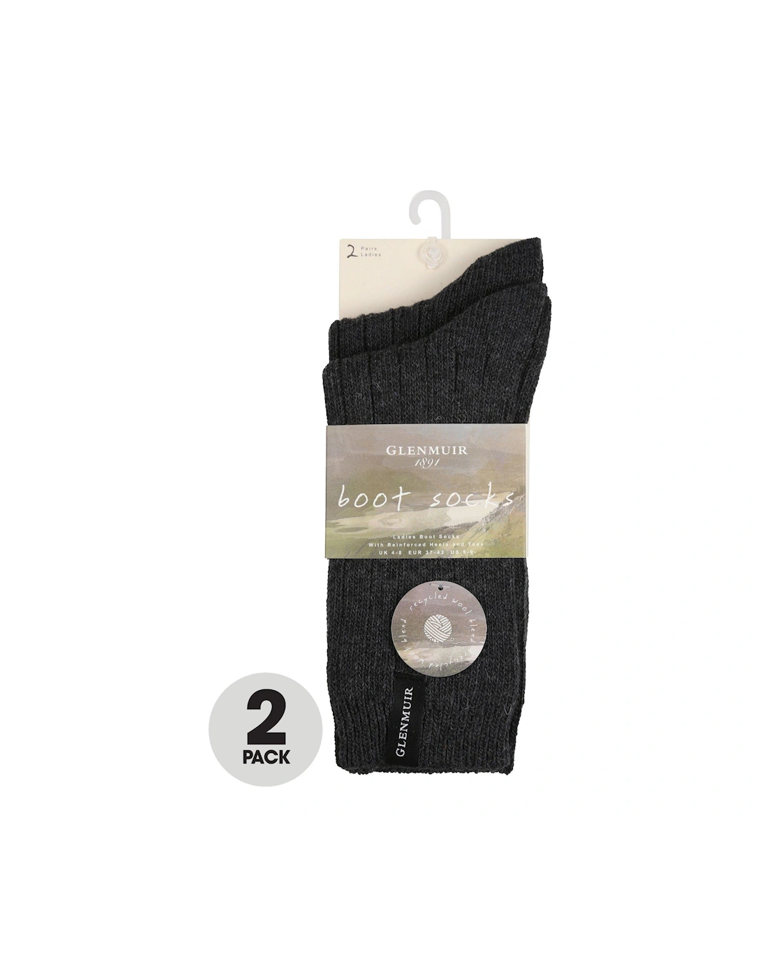 2 Pack Classic Boot Sock - Charcoal, 3 of 2