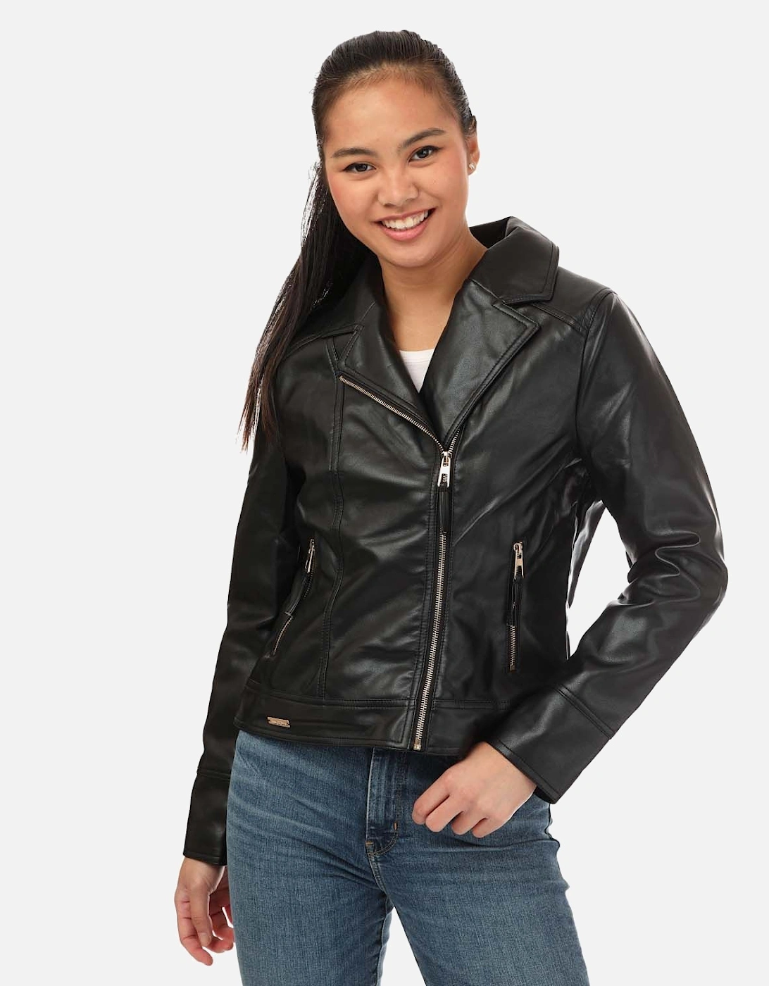 Womens Roxanne Faux Leather Jacket, 5 of 4