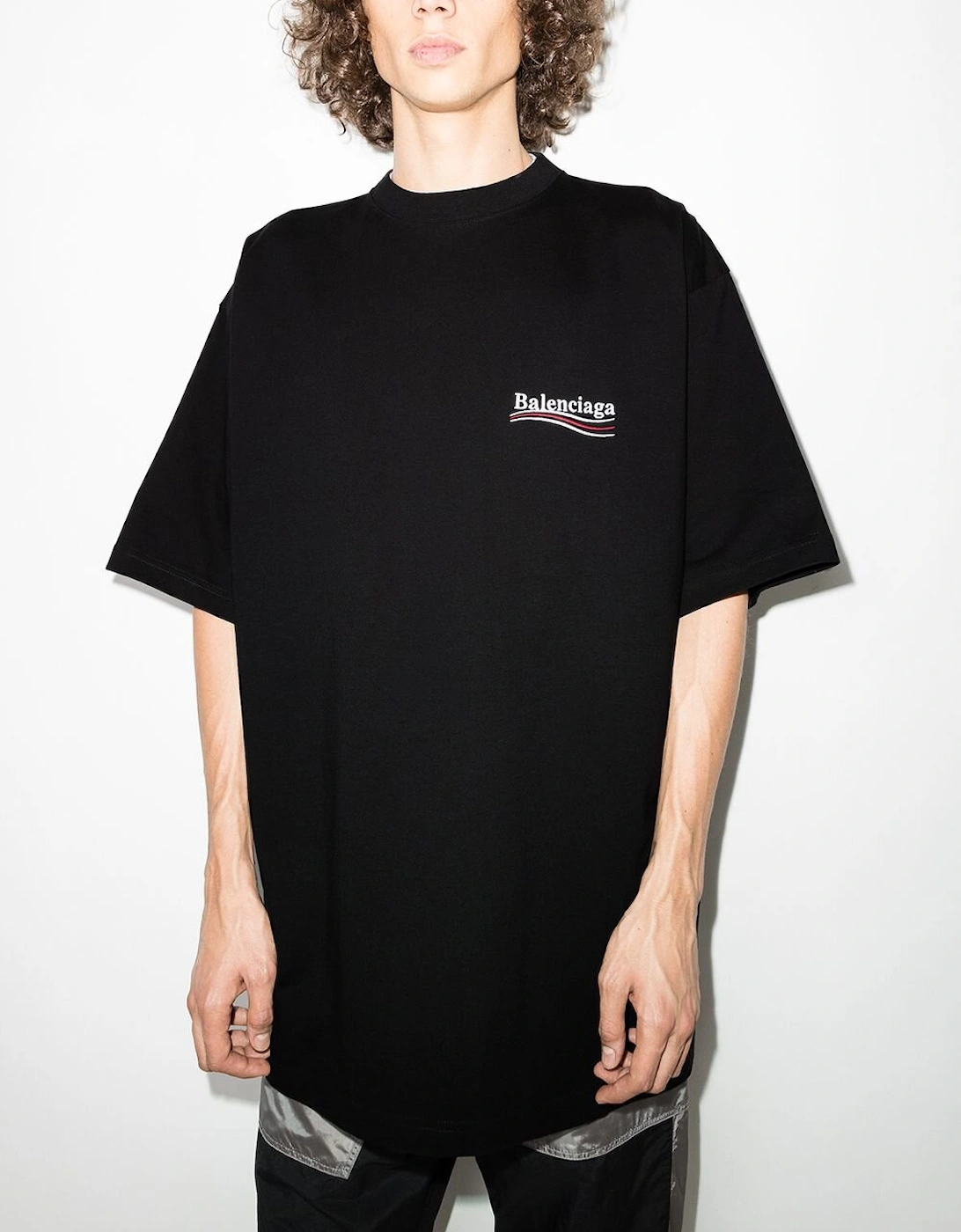 Political Campaign Printed Logo Black Oversized T-shirt