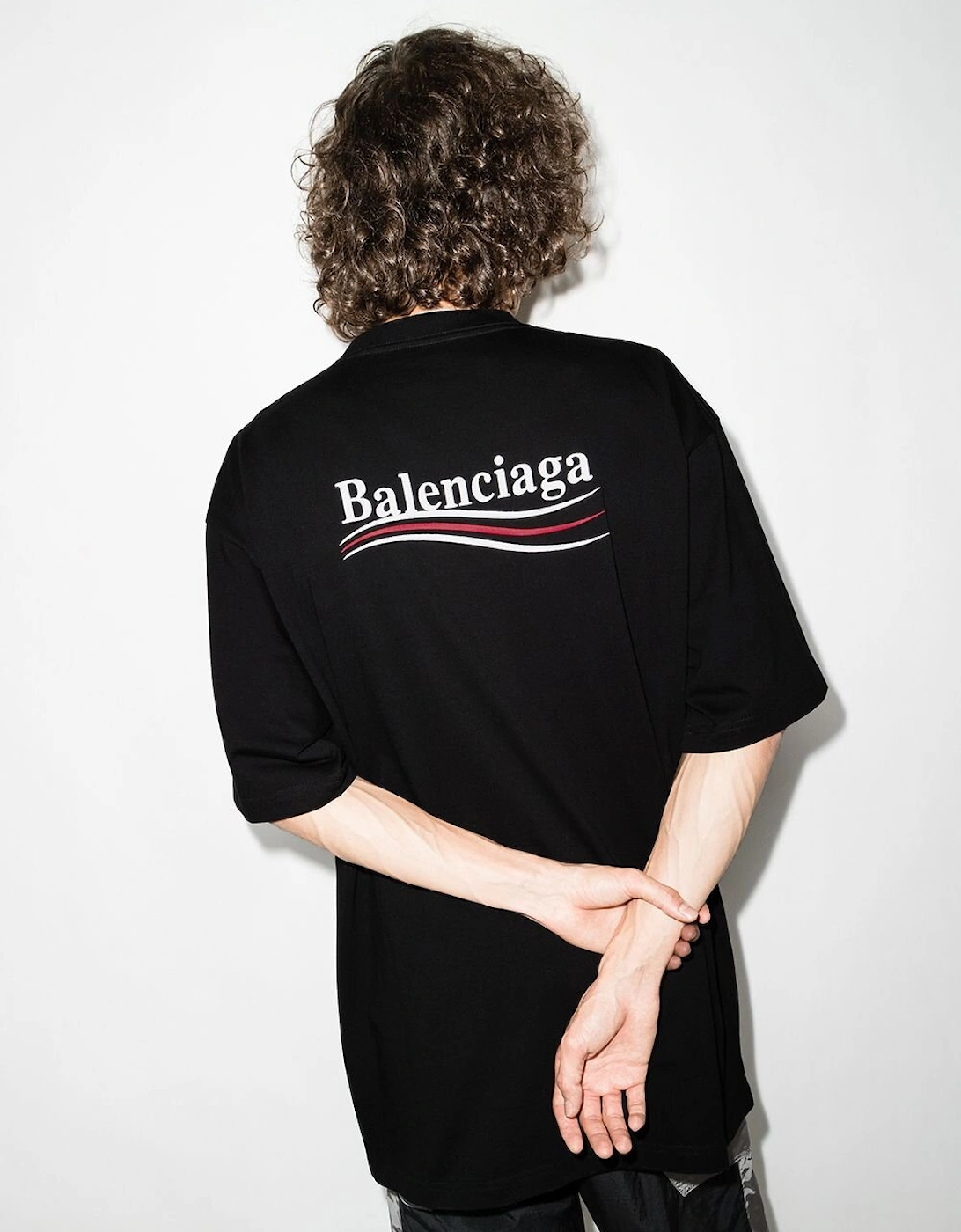 Political Campaign Embroidered Logo Oversized T-shirt in Black