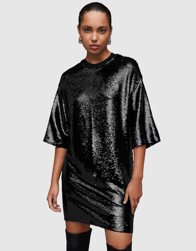 Opal Sparkle Mini Dress - Black