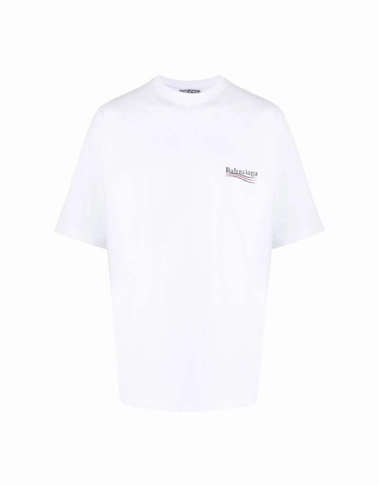 Political Campaign Printed Logo Oversized T-shirt in White