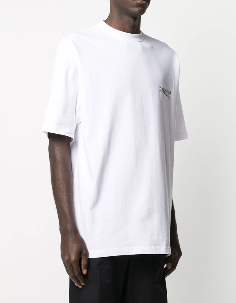 Political Campaign Printed Logo Oversized T-shirt in White