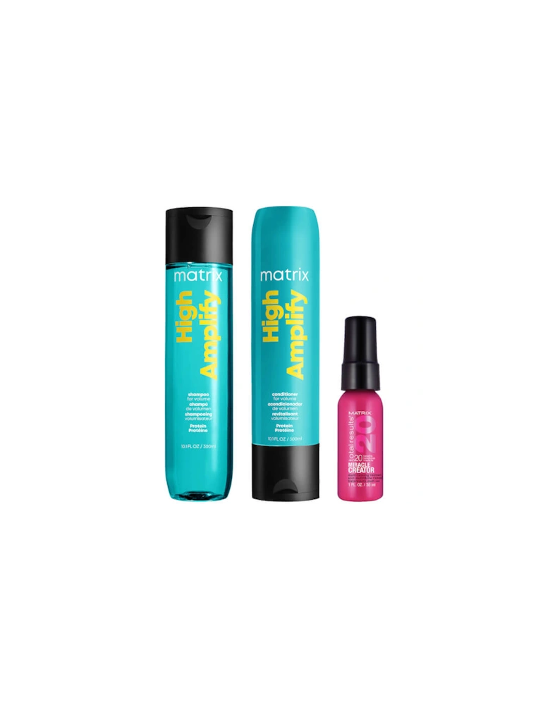 High Amplify Shampoo 300ml, Conditioner 300ml + Mini Miracle Creator 30ml Bundle For Fine and Flat Hair (Worth £27.30)