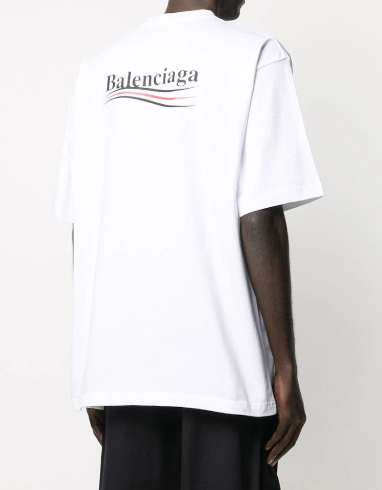 Political Campaign Printed Logo Oversized T-shirt in White