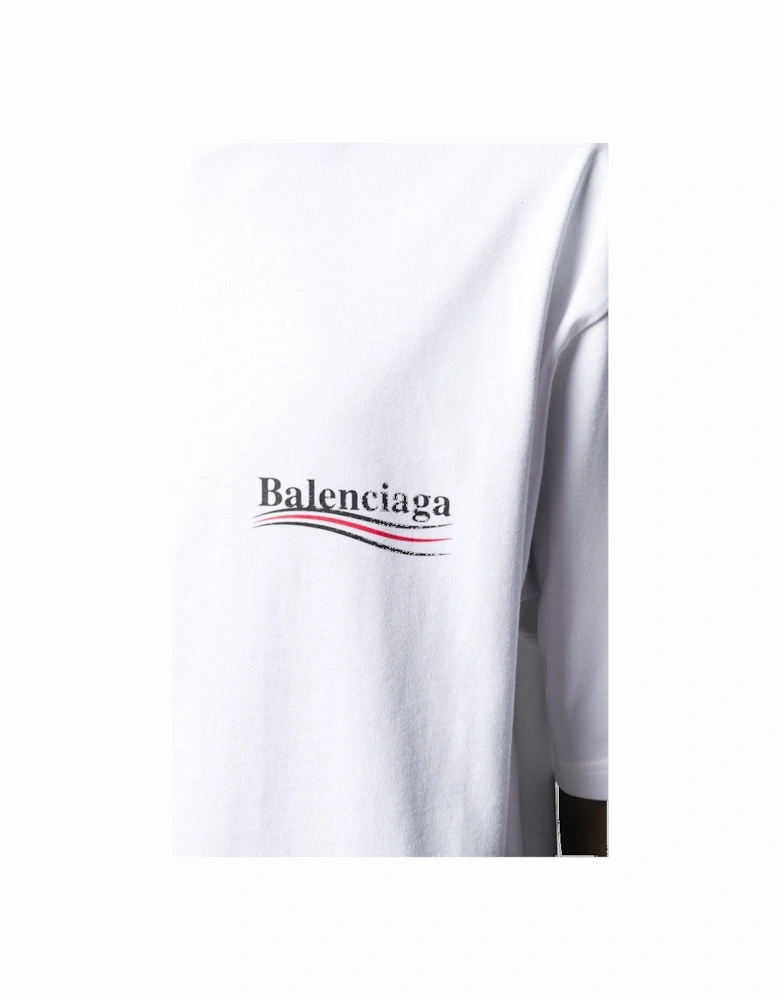 Political Campaign Printed Logo Oversized T-shirt in White