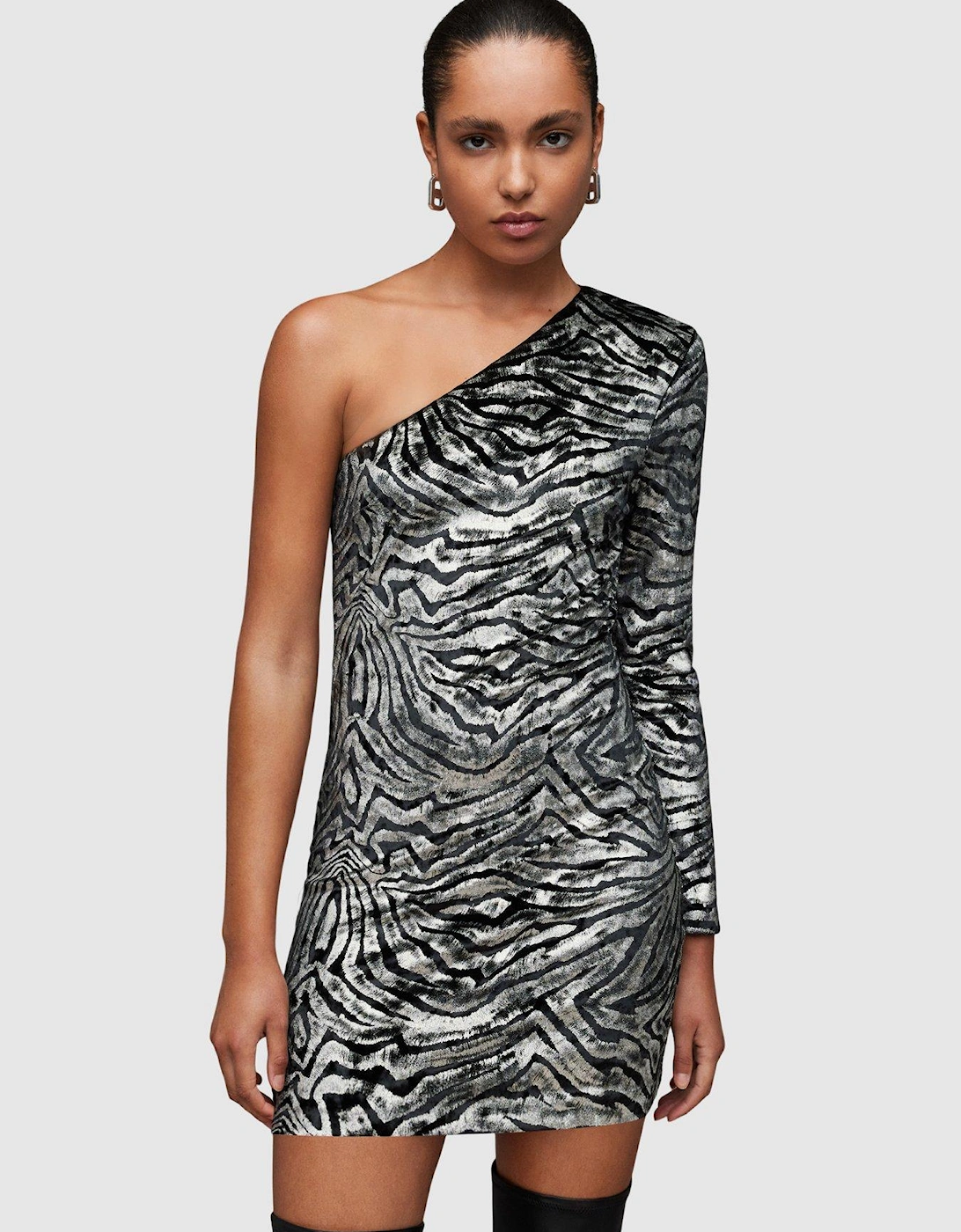 Deri Zebra Dress - Black/Silver, 7 of 6
