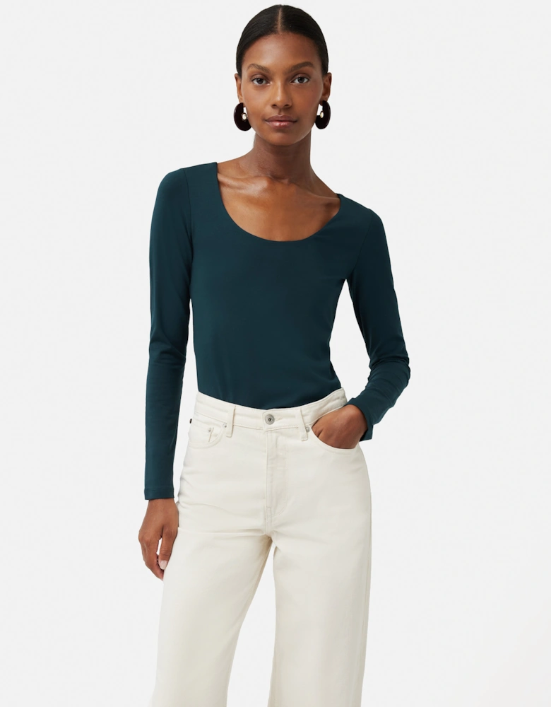 Double Front Ballet Neck Top | Eucalyptus