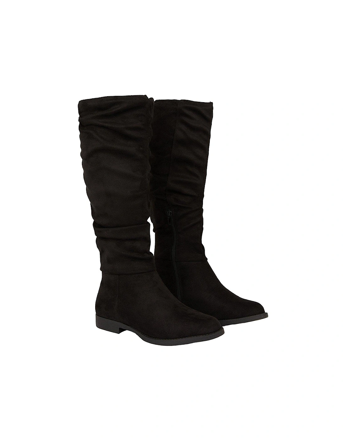 Womens/Ladies Karina Ruched Flat Knee-High Boots, 4 of 3