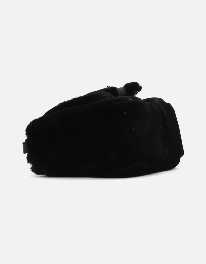 Fur Buckle Black Crossbody Bag