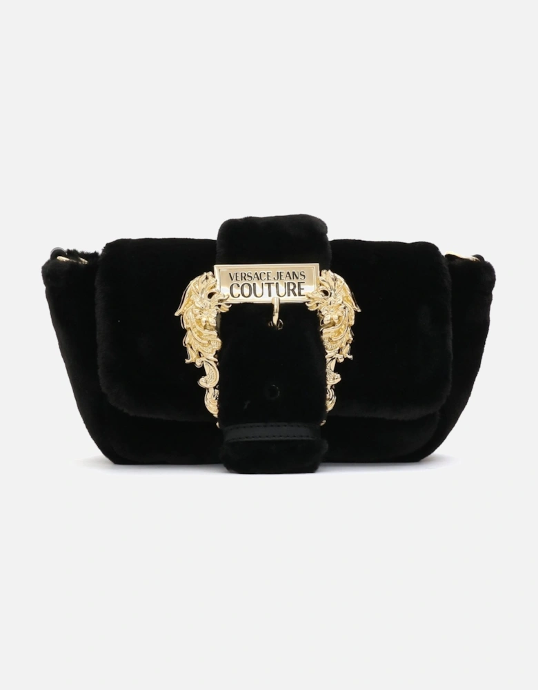 Fur Buckle Black Crossbody Bag