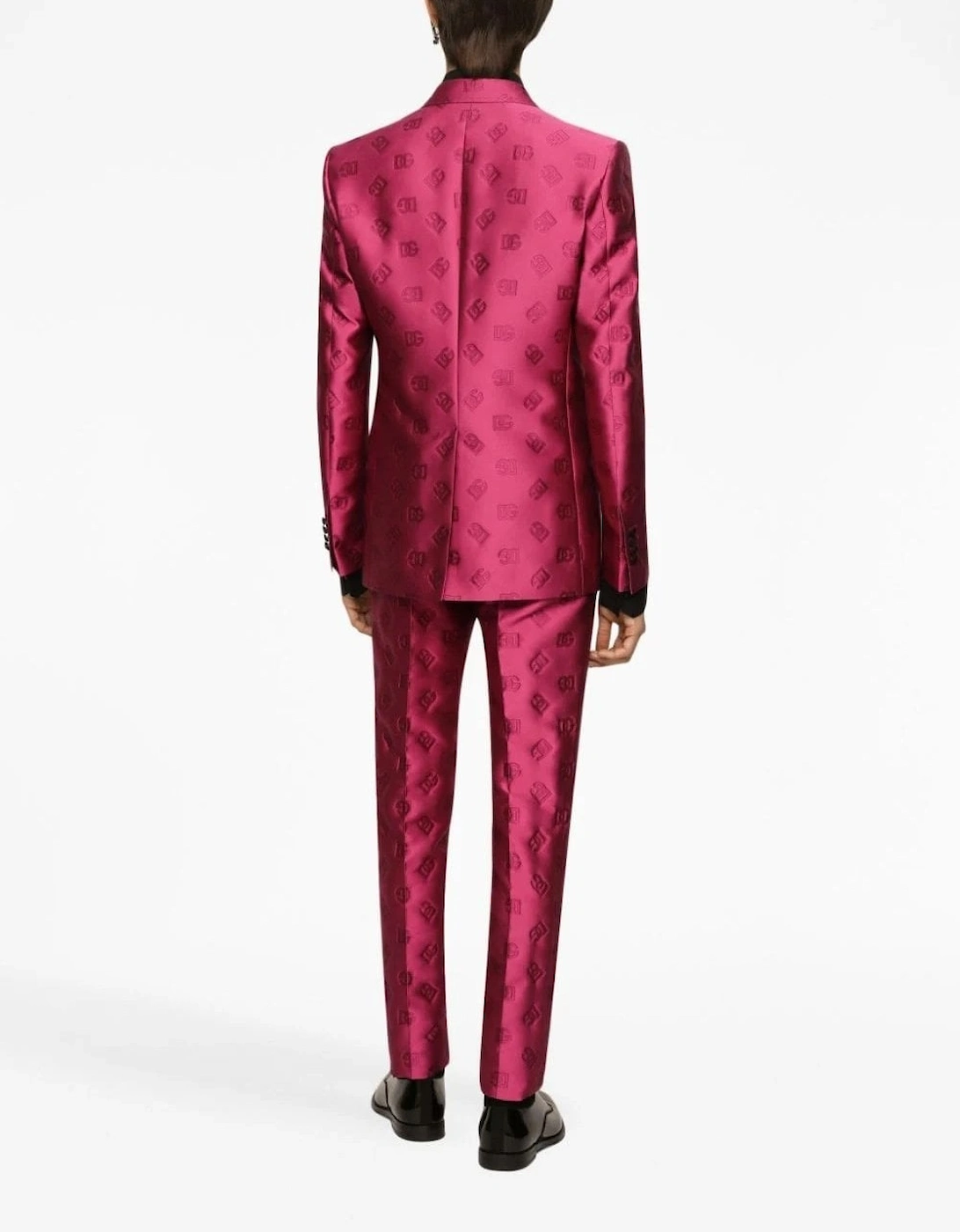 Satin Lapel Evening Jacket Fushia