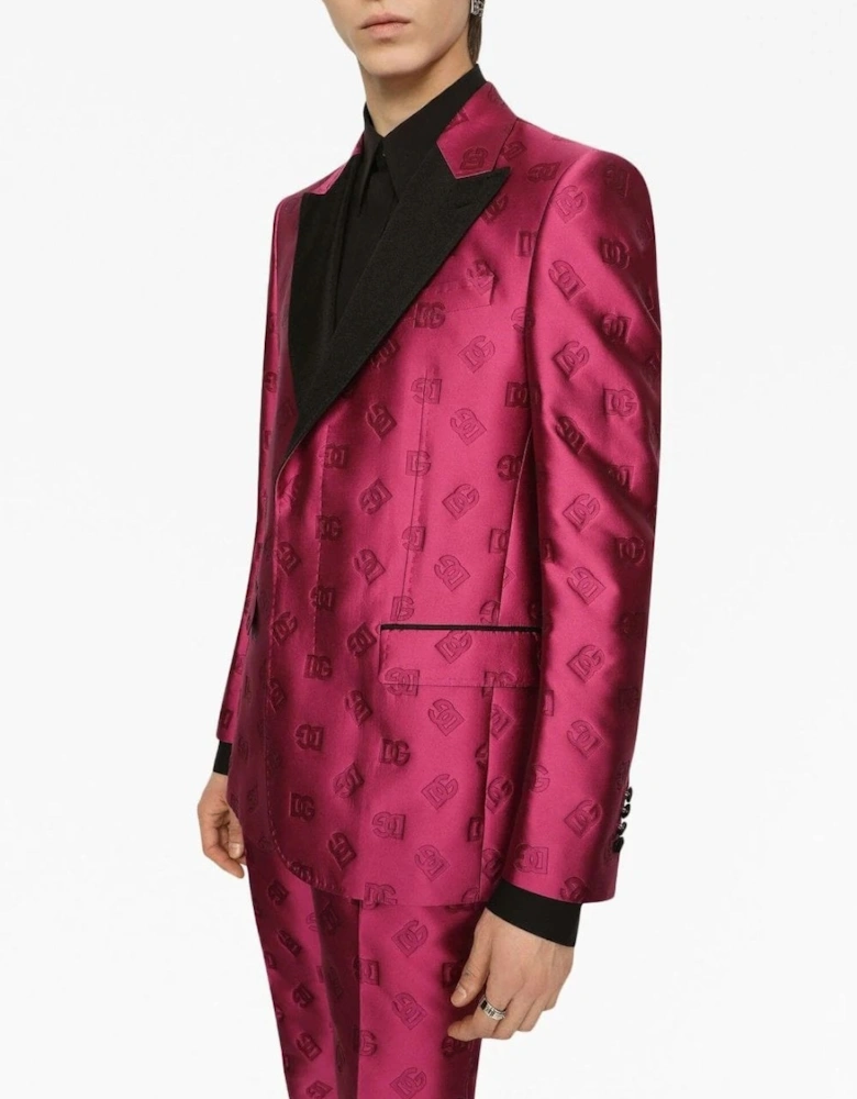 Satin Lapel Evening Jacket Fushia