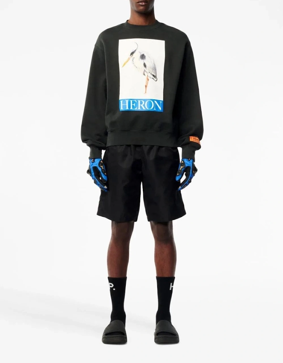 Heron Bird Painted Crewneck Black