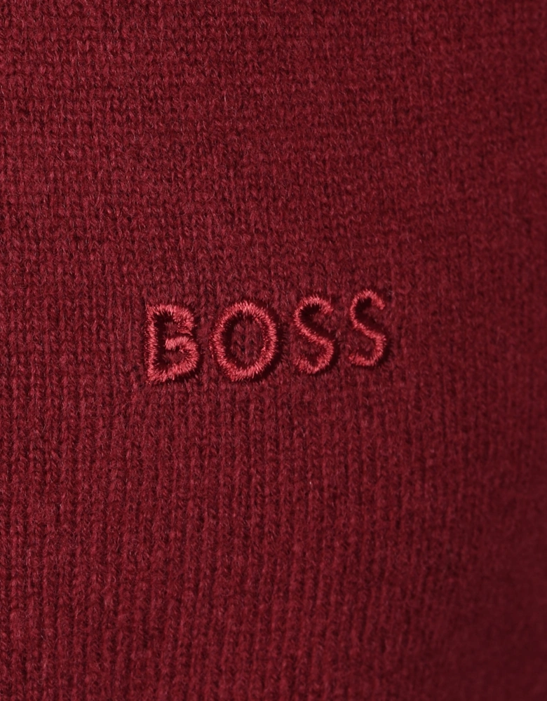 Boss Black Marlo Half Zip Knitwear Dark Red