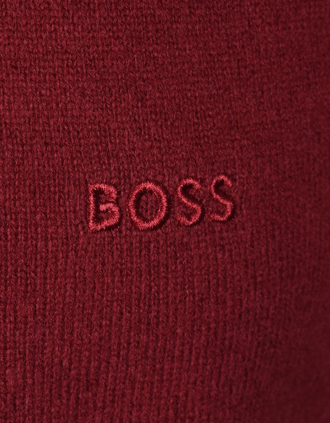 Boss Black Marlo Half Zip Knitwear Dark Red