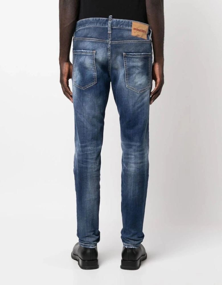 Distressed-Effect Slim-Leg Jeans