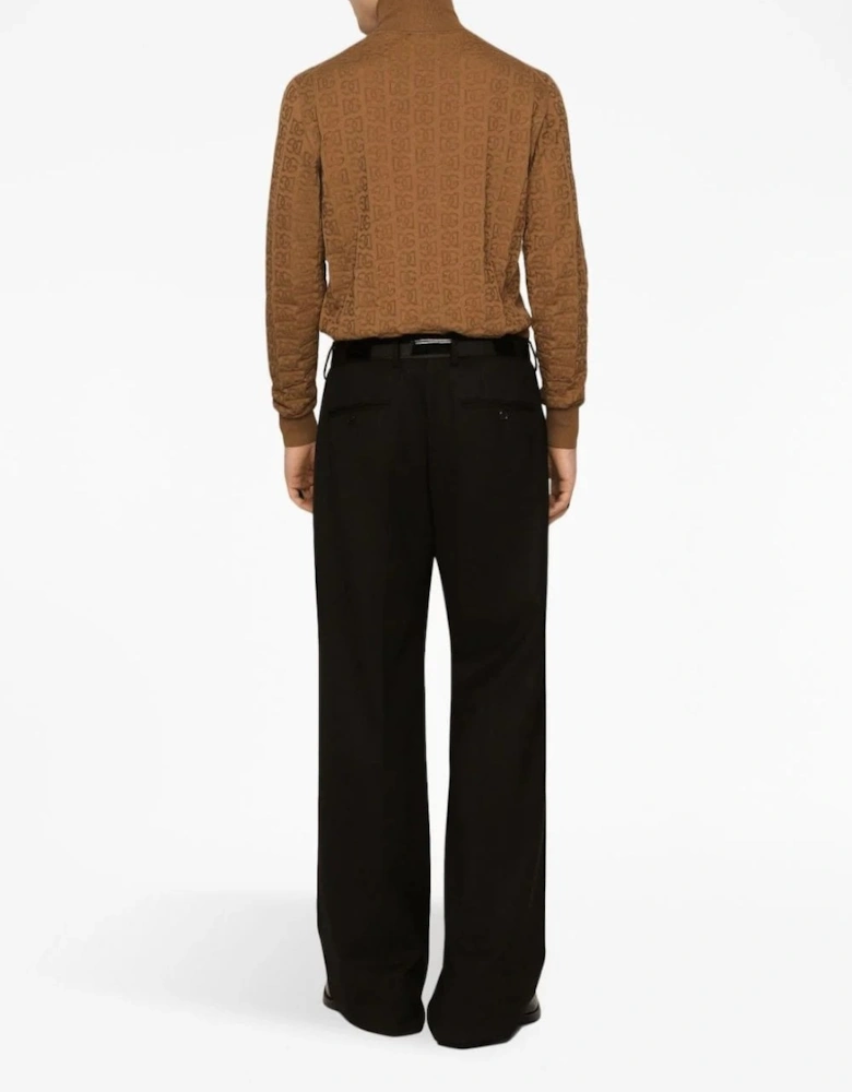 Woven Roll Neck Sweater Camel Brown