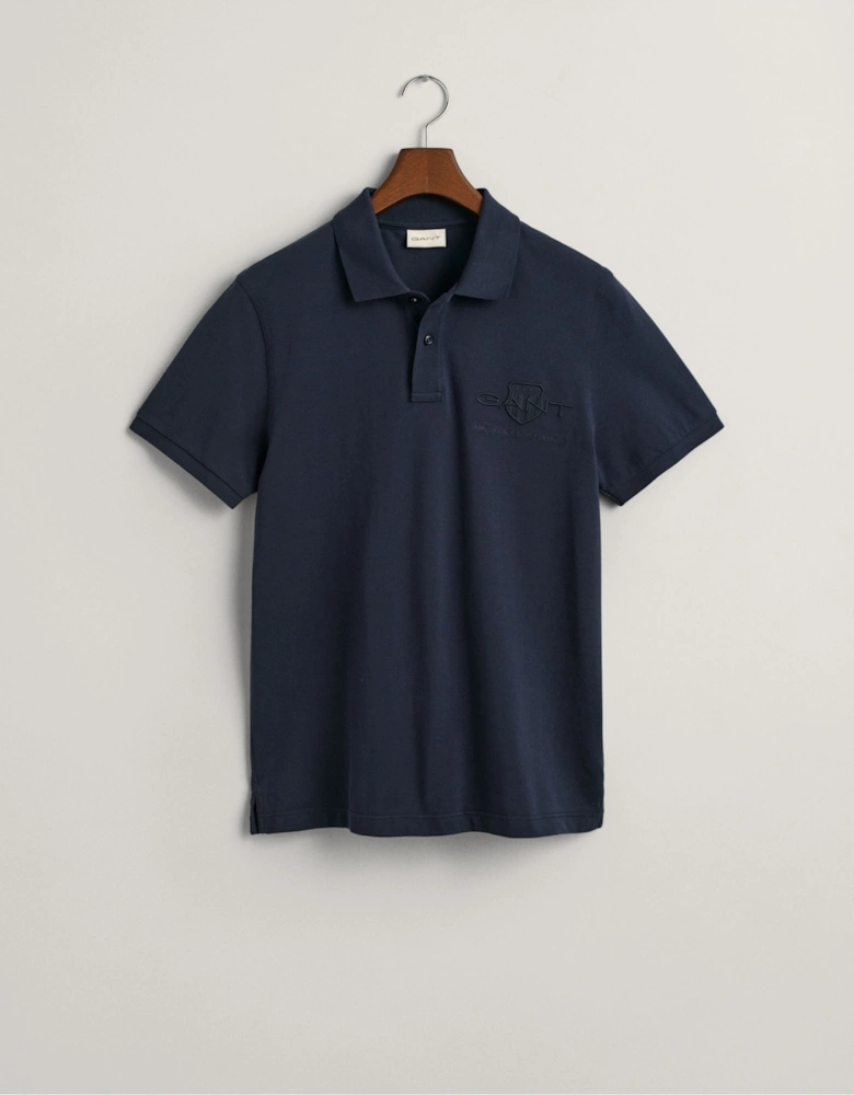 Navy Tonal Shield Polo Shirt