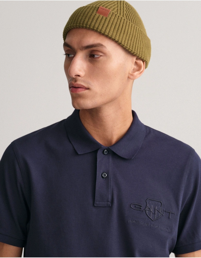 Navy Tonal Shield Polo Shirt