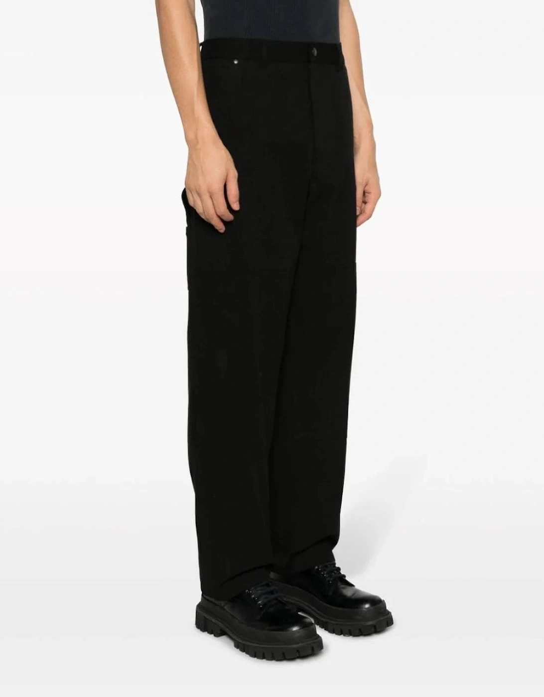 Cotton Tapered Trousers Black