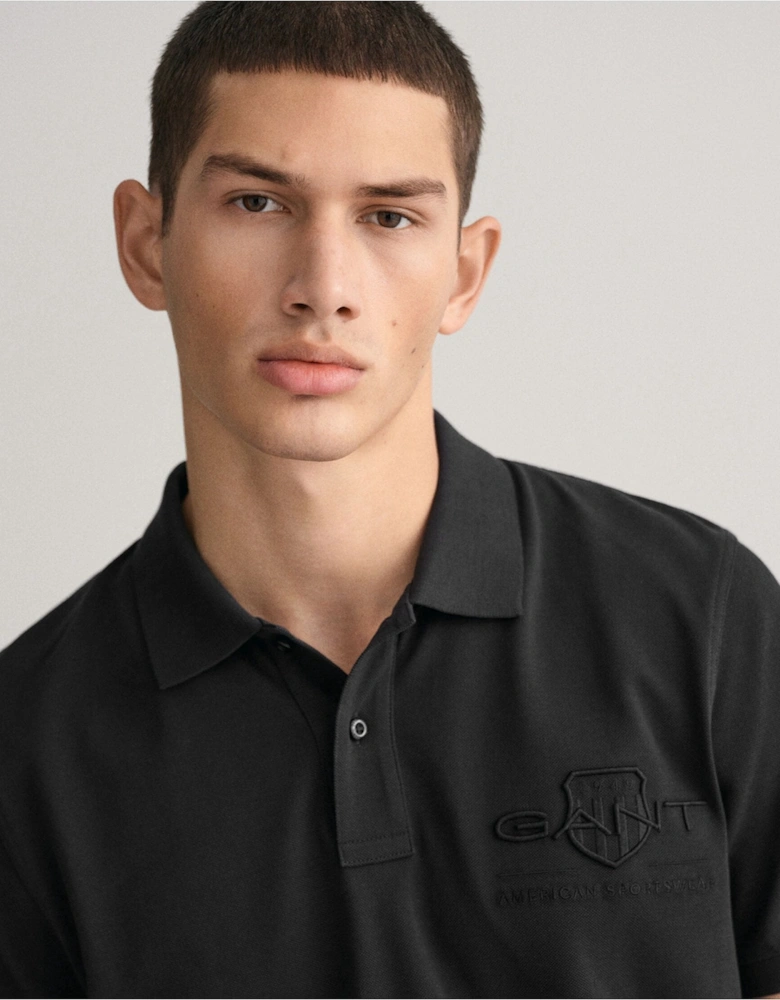 Black Tonal Shield Polo Shirt