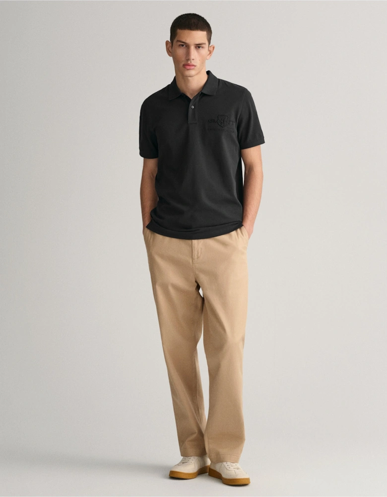 Black Tonal Shield Polo Shirt