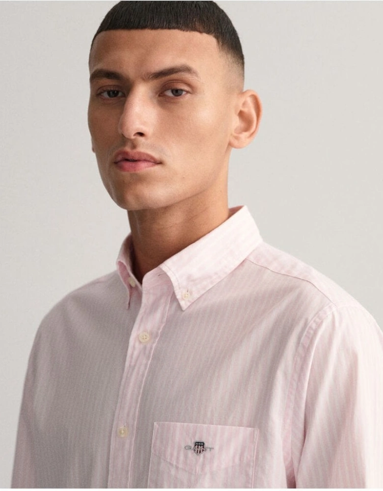 Regular Fit Striped Poplin Light Pink Shirt