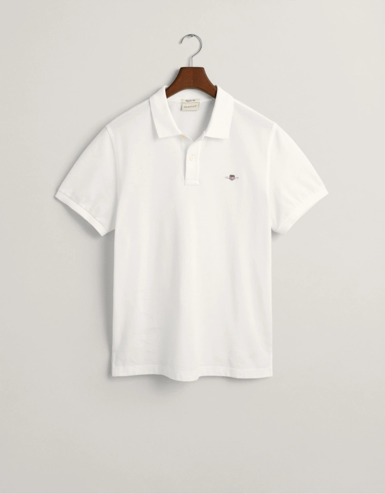 Regular Fit Shield Piqué White Polo Shirt