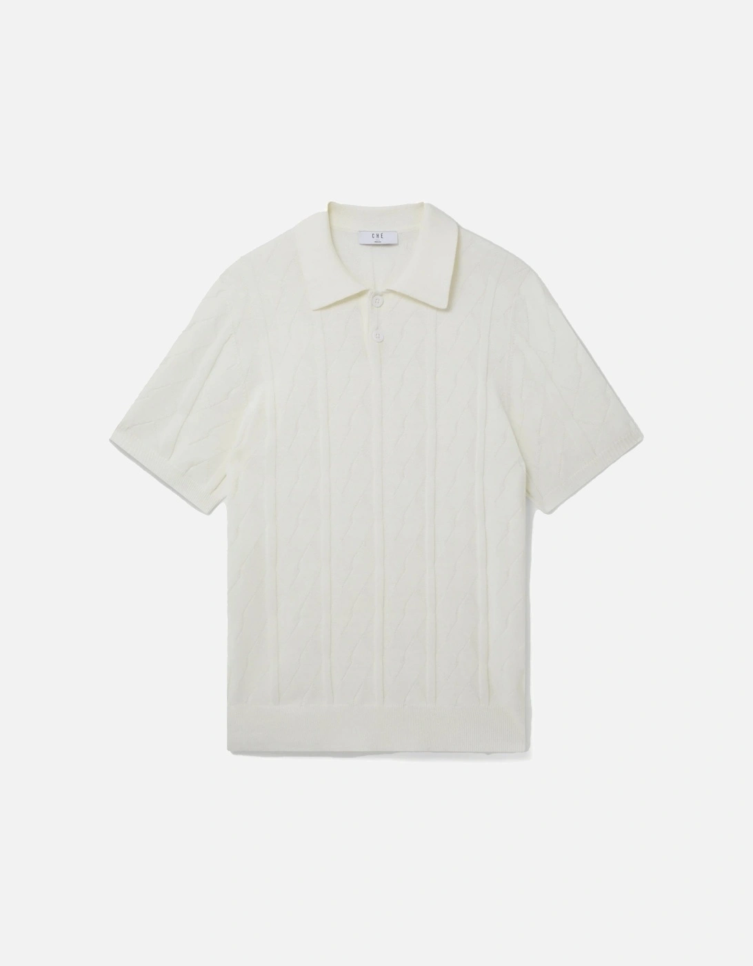 Alfie Texturd White Knitted Polo Shirt