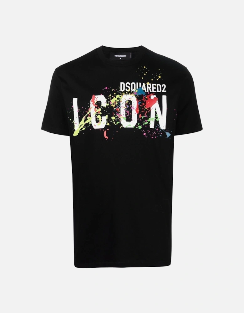 Icon Paint Splattered T-shirt Black