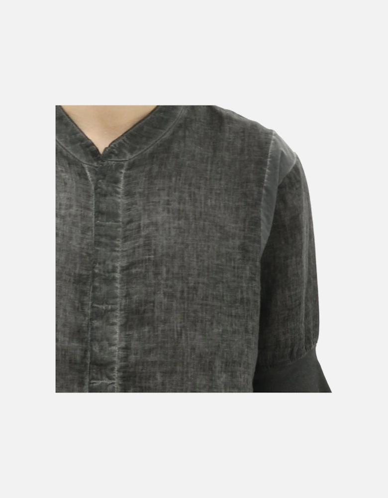 Cuffed Sleeve Button Through Grey Shirt